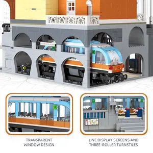 Ville lumière Rail Station <span class=keywords><strong>de</strong></span> métro BRICK <span class=keywords><strong>Train</strong></span> créatif paysage <span class=keywords><strong>de</strong></span> rue <span class=keywords><strong>grand</strong></span> modèle jouet blocs <span class=keywords><strong>de</strong></span> construction ensemble pour adultes cadeau <span class=keywords><strong>de</strong></span> noël - Product Image 4
