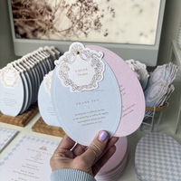 Ensemble de cartes de mariage personnalisées découpées sur mesure avec impression Vanille, invitation à pompon, RSVP et menu inclus, en carton personnalisé