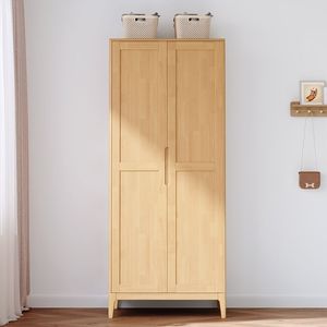Armario de Madera Maciza Shulin, 4 Puertas con Bisagras, Moderno y Minimalista, Mueble de Almacenamiento para Dormitorio, Color Madera Natural - Product Image 3