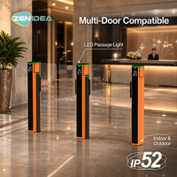 Barrière rapide multi-portes en acier inoxydable compatible avec éclairage LED de passage, IP52, intérieur/extérieur, pour hall d'hôtel, anti-collision, 1 voie