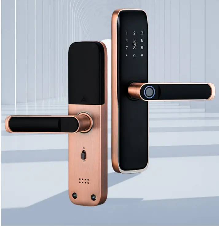 Electric Handle Lock TUYA Smart Home Door Lock Biometric fingerprint lock cerradura inteligente con huella digital
