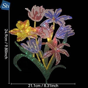 <span class=keywords><strong>Applique</strong></span> thermocollante brillante à strass, motif floral large et éclatant, style Rocker Punk, pour décoration artisanale de vêtements - Product Image 2