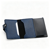 Dompet Kartu Serat Karbon Pria Paling Populer Dengan Kancing Logam, Tipis, Tombol Pop Up Untuk Kartu Bisnis/Kredit