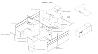 Ensemble de bureaux et chaises modulaires modernes en bois pour 2, 4 ou 6 personnes, poste de travail de bureau avec cloison, structure en alliage d'aluminium épais
