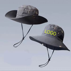 Custom Logo Screen Printed Waterproof Resistant UV Protection Wide Brim Nylon Boonie Fisherman Foldable <b>Bucket</b> <b>Hat</b> <b>with</b> <b>String</b> - Product Image 1