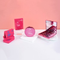 Étui compact rond de luxe pour poudre pressée, boîtier métallique pour poudres compactes