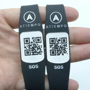 Pulseras personalizadas de identificación de código de barras Pulsera de silicona con código QR para regalo publicitario