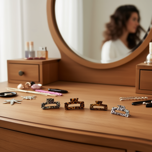 Fermacapelli a Clip Rettangolare Angelina con Stampa Leopardata 8Cm, Accessorio per Capelli di Alta Qualità in Acetato per Uso Quotidiano Femminile - Product Image 2