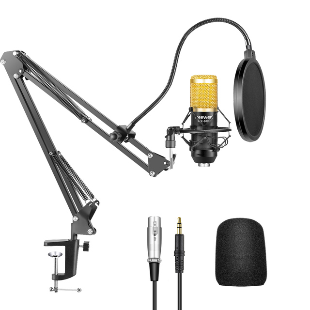 Neewer Professional Studio Broadcasting Recording Condenser Microphone&Microphone Arm Stand with Shock Mount and Mount Clamp