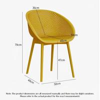 Fauteuil en plastique jaune moderne, minimaliste, tout-en-un, avec dossier ajouré en maille, pour usage intérieur/extérieur décontracté, vente en gros