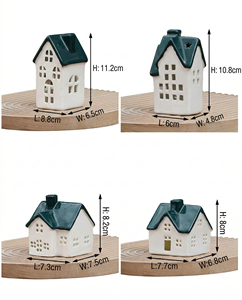 Custom Ceramic Houses Ornaments <b>Led</b> Candle <b>Light</b> Indoor Tabletop White Christmas Modern Decoration Ceramic Village Houses - Product Image 3