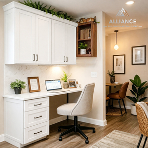 Gabinetes Modernos para Oficina en Casa Estilo Shaker |   Librería Blanca Personalizada y al por Mayor |   Gabinete de Estudio de Madera CARB-2 Resistente - Product Image 1