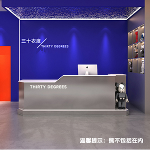 Bancone Reception di Alta Gamma in Acciaio Inox Irregolare, Scrivania <span class=keywords><strong>Cassa</strong></span>, Tavolo Bar per Negozi di Abbigliamento <span class=keywords><strong>Uomo</strong></span>/Donna, Saloni di Bellezza e Studi - Product Image 4