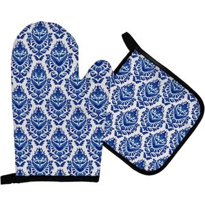 Ensemble de gants de four et de porte-casseroles en tissu de coton avec logo imprimé personnalisé résistant à la chaleur et au lave-vaisselle écologique pour la cuisine - Product Image 5
