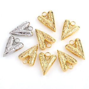 Stainless Steel Hammered Heart Pendant Gold <b>Silver</b> Jewelry Finding For <b>Earrings</b> Sweater <b>Chain</b> Decorative Charm H1442 - Product Image 4