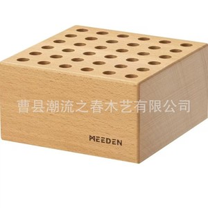 <b>Wooden</b> <b>drill</b> <b>bit</b> storage rack with multiple holes, office desk marker and paintbrush storage rack, multi-purpose makeup holder - Product Image 5