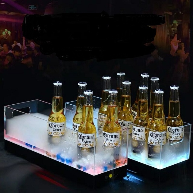 Led-lighting Wine Bottle Holder Acrylic Ice Bucket Rack Cube Box