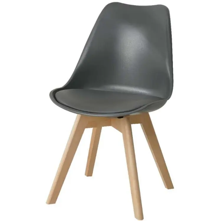 เก้าอี้นั่งยาวแบบอิตาลี,เก้าอี้เก้าอี้รับประทานอาหารทำจากไม้ดีไซน์แบบมิลาโนเก้าอี้ทรงดอกทิวลิปพลาสติกสีดำ