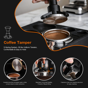 Prensador de Café Manual con Base de Acero Inoxidable y Mango de Madera Ecológico y Duradero de 51 mm, 53 mm, 58 mm, con Resorte y Autonivelación - Product Image 6