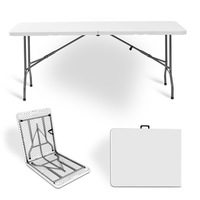 Table et Chaises Pliantes Rectangulaires Blanches en Plastique Portable pour Extérieur, 8ft/6ft, Idéales pour Événements