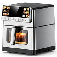 Friteuse à air intelligente moderne en acier inoxydable avec écran tactile, 10 programmes prédéfinis, température réglable, minuterie, panier antiadhésif, cuisson sans huile pour