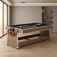 Table de jeu multifonctionnelle 4-en-1 style américain, gain de place, 7 pieds, avec billard, hockey sur air, tennis de table et plateau de salle à manger, revêtement en feutre, pour usage domestique