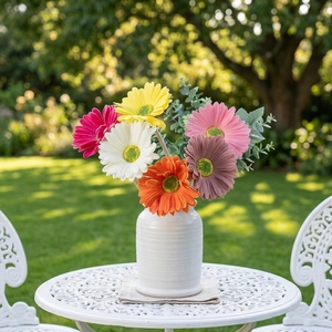 Flores Artificiales Realistas de Gerbera, Margaritas Africanas de Seda, Multicolores, Resistentes al Agua, Ecológicas, Ramo de Flores Artificiales para Año Nuevo - Product Image 1