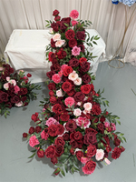 IFG Centres de table cascade de roses bordeaux de haute qualité pour la décoration de table de mariage