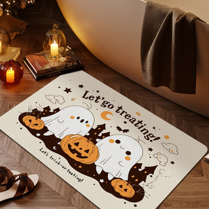Alfombra de dibujos animados de Halloween, rectangular, absorbente, de cuero, antideslizante, para interiores, baño, dormitorio, de secado rápido - Product Image 4