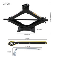 Kit de cric à ciseaux de voiture de 2 tonnes avec clé universelle en forme de L, outil d'urgence en acier utilisé pour le remplacement des pneus, pièces de voiture/réparation de pneus