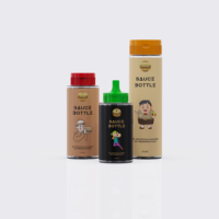 Bouteilles de sauce cylindriques en PET de 250/300/360 ml avec bouchon à vis pour l'emballage de ketchup, de miel, de moutarde et de vinaigrette