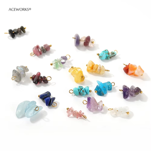 จี้หินธรรมชาติแบบซ้อน |   จี้ห้อยประดับพลอยเคลือบทอง 18K PVD บนสแตนเลสสตีล ไม่หมอง สำหรับทำเครื่องประดับ DIY - Product Image 4