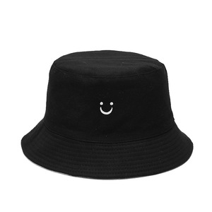Smiley Face Reversible Bucket Hat Unisex Canvas Sun Protection Foldable Spring Summer Street Style Fisherman Hat - Product Image 4