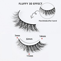 Pulin Saisi Faux Mink Hair 3D Lashes Handmade Wholesale False Eyelashes Natural Thick Style Full Strip Band Cotton Material