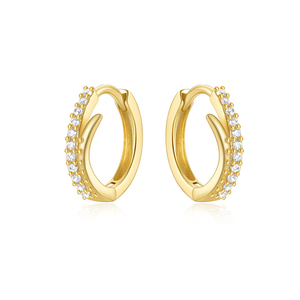 Nuevos Aros de Plata S925 con Circonitas Blancas y Letras Doradas para Uso Diario, para Mujer - Product Image 3