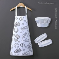 Tablier en polyester imperméable fait main à colorier soi-même pour enfants - Cadeau idéal pour la maternelle, la salle d'art et le graffiti - Lavable en machine