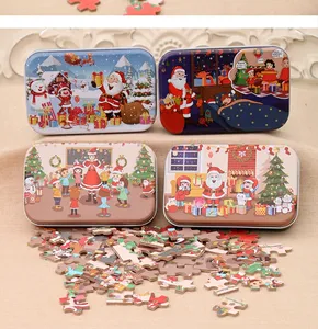 Wholesale children educational toys wooden DIY jigsaw puzzle cartoon handcrafted Santa Claus puzzles as Christmas gift