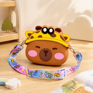 Capybara Silicone Zipper Crossbody Bag <b>Cute</b> Cartoon 3D Mini Soft Handmade Shoulder <b>Purse</b> Kids Waterproof Toddler Coin Pouch - Product Image 4