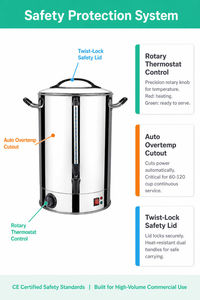 Hervidor Eléctrico Inalámbrico Comercial con Aislamiento Térmico de Acero Inoxidable, Capacidad de 30L, Protección Contra Ebullición en Seco y Apagado Automático - Product Image 5