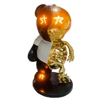 Sculpture d'ours squelette en fibre de verre galvanoplastie personnalisée créative pour décoration intérieure et extérieure de bureau à domicile hôtel club