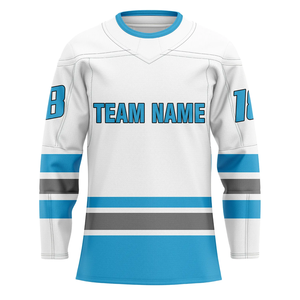 Venta al por mayor ropa de hockey sobre hielo logotipo personalizado diseño unisex en blanco equipo sublimado talla grande jersey de hockey - Product Image 1