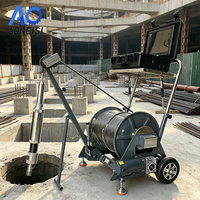 Caméra de fond de puits avec réglage de hauteur, trépied, stockage interne SD, moniteur LCD IPS, outil d'inspection de tuyaux industriels pour environnements extrêmes