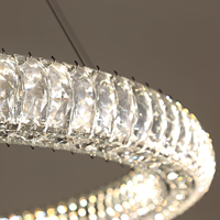 Lustre LED moderne en cristal argenté rond de grande taille, réglable en hauteur, pour villa, escalier, luminaire suspendu de luxe, luminaires de lustre