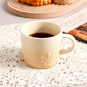 Cross-border Handmade High-value Custom Embossed Porcelain Mugs Home Use Large-capacity High Temperature Resistant Microwave - Product Image 1