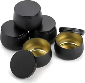 Unique latas para velas personnalisé Logo imprimé artisanat emballage boîtes de conserve noir luxe 8 oz pots de bougie avec couvercles pots de bougies en métal