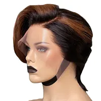 Joywigs-Peluca de cabello humano con malla frontal, pelo brasileño de 8 pulgadas, Color ombré, 150% de densidad