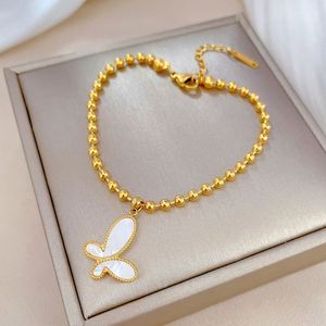 18K <b>Gold</b> Plated Stainless Steel <b>Beads</b> Chain <b>Bracelet</b> for Women Shell Butterfly Pendant Luxury <b>Bracelet</b> Titanium Chain <b>Bracelet</b> - Product Image 4