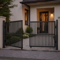 Puerta de Acero para Entrada Residencial, con Acabado Personalizado en Polvo Galvanizado en Caliente, con Puntas Decorativas y Hoja Doble