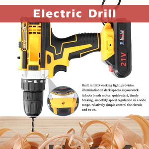 Perceuse électrique sans fil 21V sans balais au lithium, kit de visseuse à percussion pour la réparation et l'entretien domestique - Product Image 2