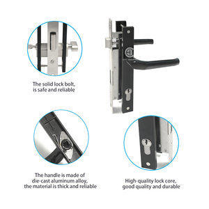 Pabrik Perkakas KEYI Penjualan Langsung DE-09 Gagang Pintu Interior Plat Aluminium Kunci Gagang Pintu Tuas Kunci - Product Image 5